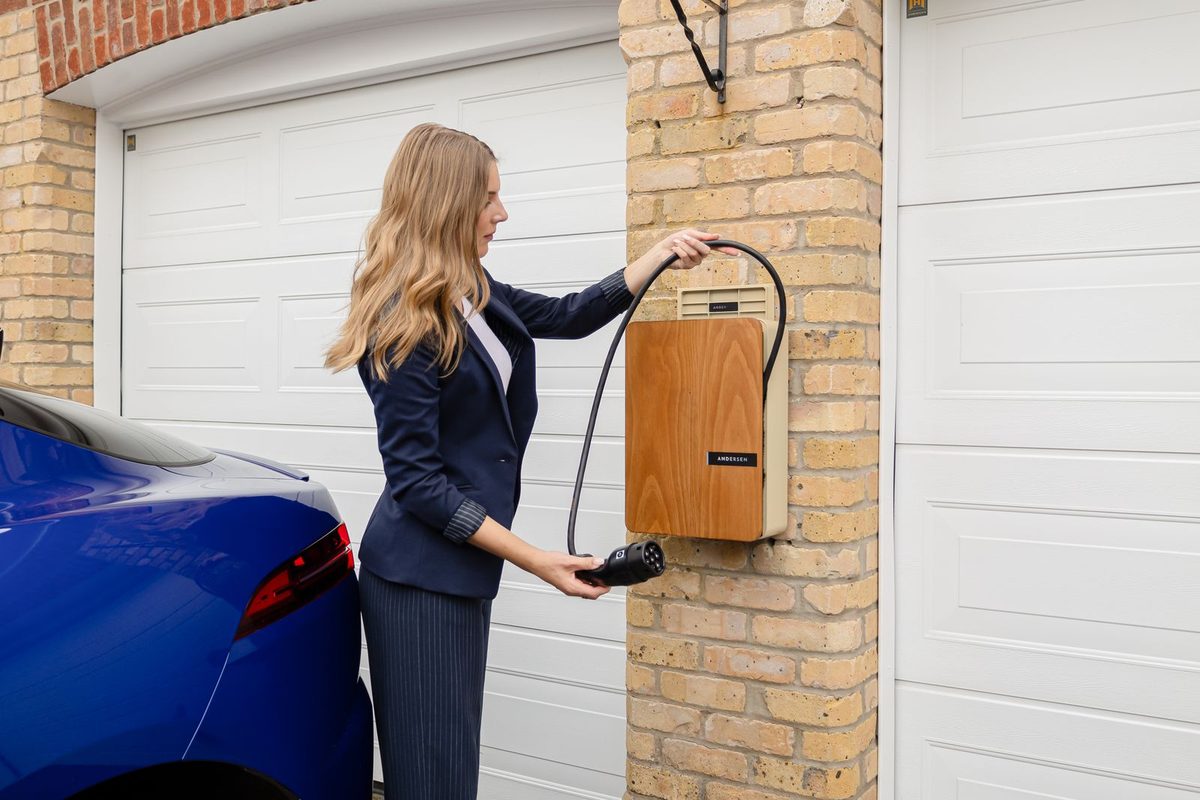 Electric car charging at a home wallbox