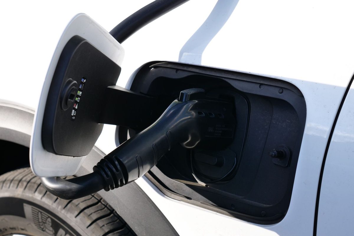 Type 2 EV charging connector close up